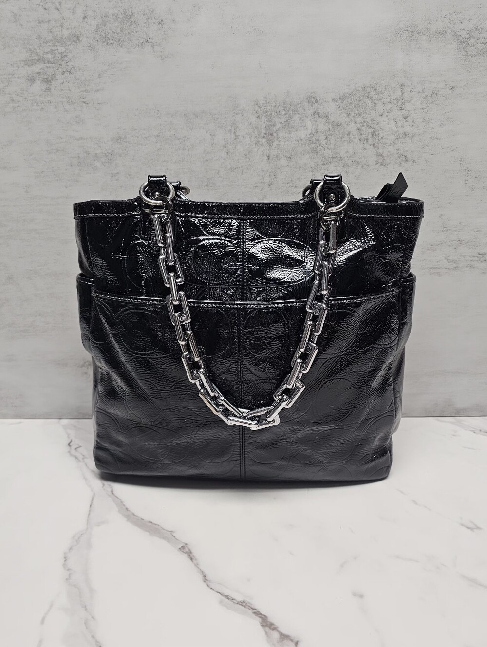 Coach Black Patent Leather Gallery Tote - Picture 2 of 8